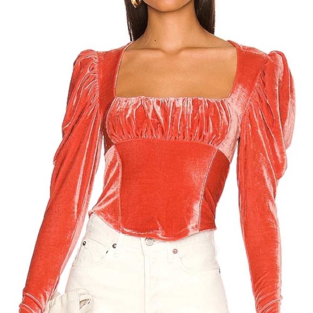 #110 FREE PEOPLE X REVOLVE HOLD ME CORSET STYLE TOP CRUSH BLUSH VELVET SIZE M